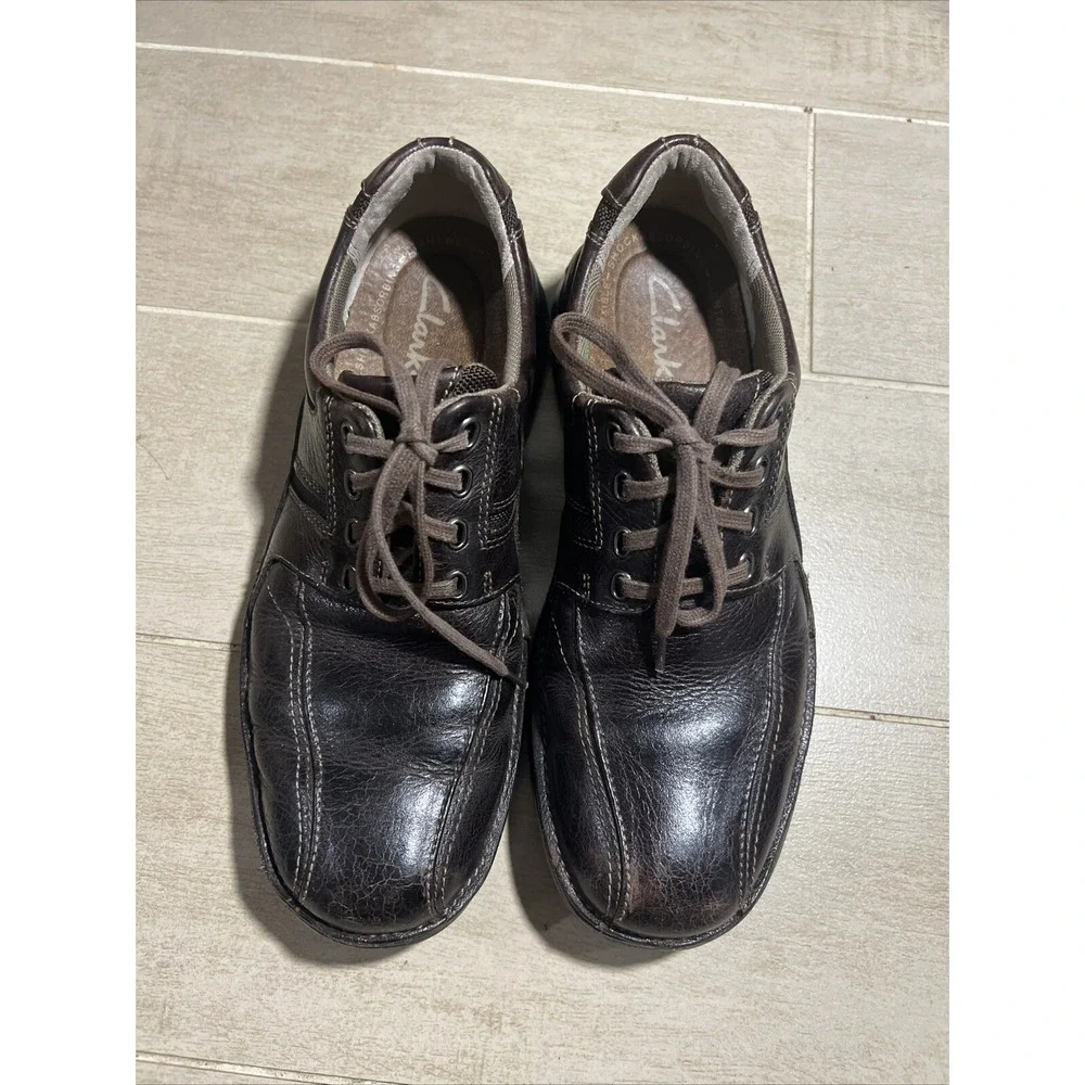 Clarks Mens Brown Leather Lace Up Oxford Shoes Comfort Casual Dress Shoes‎